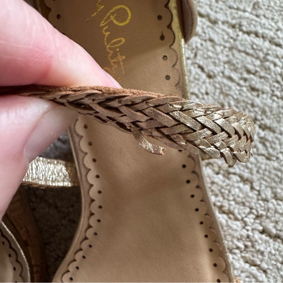 Lilly Pulitzer Gold Maddie Wedge Sandals with Crisscross Straps Women’s Size 9 - Picture 14 of 16